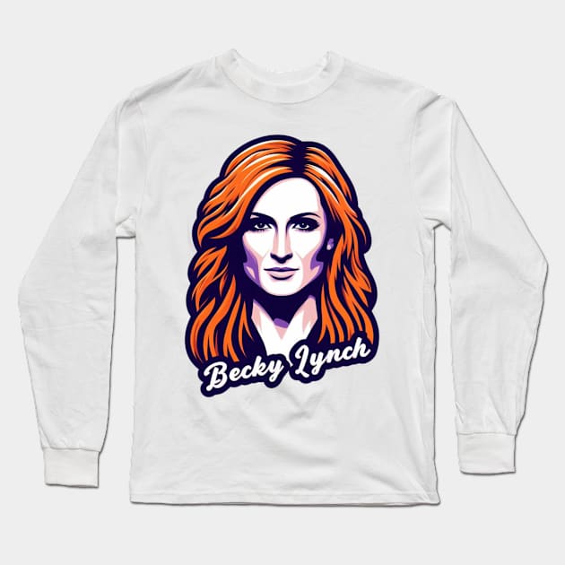 Becky Lynch Portrait Long Sleeve T-Shirt by Tiger Mountain Design Co.